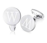 HONEY BEAR Boutons de Manchette Personnalisées Initiale Homme, Argent，T