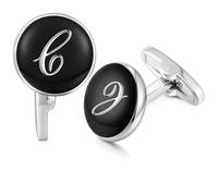HONEY BEAR Boutons de Manchette Personnalisées Initiale Homme, Noir，C