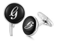 HONEY BEAR Boutons de Manchette Personnalisées Initiale Homme, Noir，G