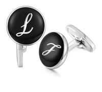 HONEY BEAR Boutons de Manchette Personnalisées Initiale Homme, Noir，L