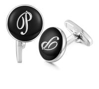 HONEY BEAR Boutons de Manchette Personnalisées Initiale Homme, Noir，P