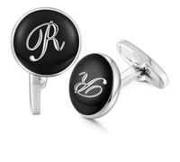 HONEY BEAR Boutons de Manchette Personnalisées Initiale Homme, Noir，R