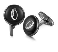 HONEY BEAR Boutons de Manchette Personnalisées Initiale Homme, Noir | Stahlbeschichtete cuivre base, anti-démarrage, cadeau pour yeux de mariage/pères/époux, mariage/affaires, avec boîte