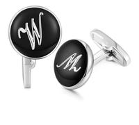 HONEY BEAR Boutons de Manchette Personnalisées Initiale Homme, Noir，W