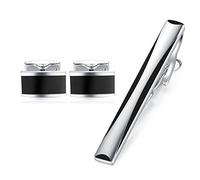 HONEY BEAR Boutons de manchette Pinces à Cravate Set pour le cadeau d'affaires de mariage de chemise d'hommes.Noir 5.4cm (Sans boîte 5.4cm)