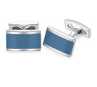 HONEY BEAR Boutons de Manchette pour Hommes Chemises Rectangle brossé, pour Mariage d'affaires (Bleu)