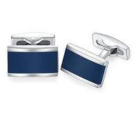 HONEY BEAR Boutons de Manchette pour Hommes Chemises Rectangle brossé, pour Mariage d'affaires (Marin Bleu)