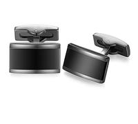 HONEY BEAR Boutons de Manchette pour Hommes Chemises Rectangle brossé, pour Mariage d'affaires (Tout Noir)