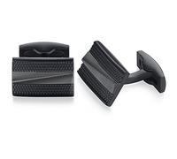 Honey Bear boutons de manchette Pour hommes-Rectangle Acier inoxydable brossé, pour mariage d'affaires,noir (Noir)