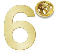 HONEY BEAR Broche Clips Pins Numéro 1/4/5/6/9/12/18/21/24 pour Costume Homme/Femme,épingles à chapeau pour hommes Cadeau de Mariage d'affaires,Or brossé (No.6-0.9inches)