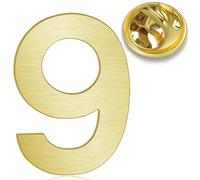 HONEY BEAR Broche Clips Pins Numéro 1/4/5/6/9/12/18/21/24 pour Costume Homme/Femme,épingles à chapeau pour hommes Cadeau de Mariage d'affaires,Or brossé (No.9-0.9inches)