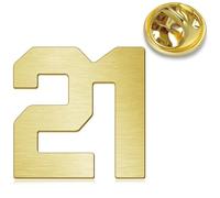 HONEY BEAR Broche Clips Pins Numéro 1/4/5/6/9/12/18/21/24 pour Costume Homme/Femme,épingles à chapeau pour hommes Cadeau de Mariage d'affaires,Or brossé (No.21-0.9inches)