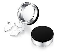 Honey Bear Coquille blanche Perles/agate d'onyx noir Rond boutons de manchette Pour hommes-Rectangle Acier inoxydable brossé, pour mariage d'affaires (noir)