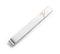 Honey Bear Homme Initiale Lettre Alphabet Pinces à Cravate,Taille Normale Acier Inoxydable pour Le Cadeau de Mariage affaires,5.4cm,Argent brossé (V 2.13inches)