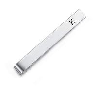 HONEY BEAR Homme Initiale Lettre Alphabet Pinces à Cravate,Taille Normale pour Le Cadeau de Mariage Affaires,5.5cm,Argent brossé