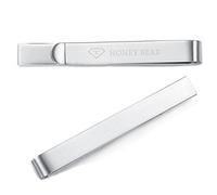 HONEY BEAR Homme Pinces à Cravate - Taille Normale Cadeaux de Mariage d'affaires,5.4cm (Argent brossé 5.4cm)