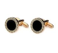 HONEY BEAR Hommes Mariage Rétro Motif Sculpté Rond Boutons de Manchette Boutons de Manchette pour Hommes Mariage Cadeau d'affaires, 1.7cm, Cuivre, Pas de pierre précieuse