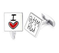 HONEY BEAR I Love My Wife Boutons de Manchette en Acier Inoxydable pour Homme Chemises