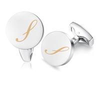 Honey Bear Initiale Lettre Alphabet Boutons de Manchette - Acier Inoxydable pour Le Cadeau affaires de Mariage de Chemise Dhommes Argent brossé