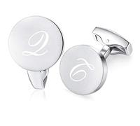 Honey Bear Initiale Lettre Alphabet Boutons de Manchette - Acier Inoxydable pour Le Cadeau D'affaires de Mariage de Chemise D'hommes (Argent brossé) (Q)