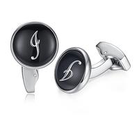 HONEY BEAR Initiale Lettre Alphabet Boutons de Manchette pour Le Cadeau affaires de Mariage de Chemise hommes Noir (I)