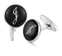 HONEY BEAR Initiale Lettre Alphabet Boutons de Manchette pour Le Cadeau affaires de Mariage de Chemise hommes Noir (J)