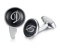 HONEY BEAR Initiale Lettre Alphabet Boutons de Manchette pour Le Cadeau affaires de Mariage de Chemise hommes Noir (D)