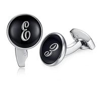 HONEY BEAR Initiale Lettre Alphabet Boutons de Manchette pour Le Cadeau affaires de Mariage de Chemise hommes Noir (E)