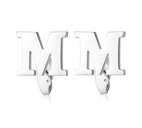 HONEY BEAR Initiales Boutons de Manchette pour Hommes Chemise Accessoires Acier Inoxydable Argent (M)