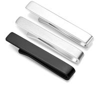 HONEY BEAR Lot de 3 Pinces à Cravate Homme/Garçons Slim Skinny 1.57inch,4cm pour Chemise Cadeaux de mariage d'affaires (épaissir Argent Brillant + mat + noir avec boîte)