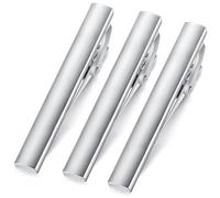 HONEY BEAR Lot de 3 Pinces à Cravate pour Homme Taille Normale Cravate,5.4cm (Argent brossé)