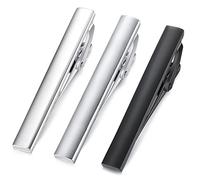 HONEY BEAR Lot de 3 Pinces à Cravate pour Homme Taille normale cravate,5.4cm (Brillant + argent brossé + Noir sans boîte)