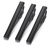 HONEY BEAR Lot de 3 Pinces à Cravate pour Homme Taille Normale Cravate,5.4cm (Noir mat)