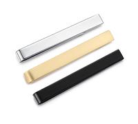 HONEY BEAR Lot de 3 Pinces à Cravate pour Homme Taille normale cravate pour Chemise Cadeaux de mariage d'affaires,5.4cm (Argent brillant+Or mat+Noir sans boîte)