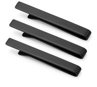 HONEY BEAR Lot de 3 Pinces à Cravate pour Homme Taille normale cravate pour Chemise Cadeaux de mariage d'affaires,5.4cm (Épais Noir mat avec boîte)