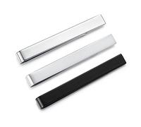 HONEY BEAR Lot de 3 Pinces à Cravate pour Homme Taille normale cravate pour Chemise Cadeaux de mariage d'affaires,5.4cm (Argent brillant+mat+Noir sans boîte)