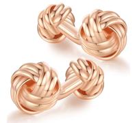 HONEY BEAR Noeud Boutons de Manchette pour Hommes-Rectangle Acier Inoxydable brossé, pour Mariage d'affaires (Brillant Or rose)
