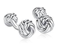 HONEY BEAR Noeud Boutons de Manchette pour Hommes-Rectangle Acier Inoxydable brossé, pour Mariage d'affaires (Argent)