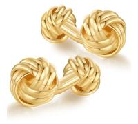 HONEY BEAR Noeud Boutons de Manchette pour Hommes-Rectangle Acier Inoxydable brossé, pour Mariage d'affaires (Or brillant)