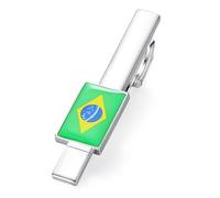 HONEY BEAR Pince à cravate drapeau du Brésil pour homme Taille normale 5,4 cm, 54mm, Acier inoxydable, Pas de gemme