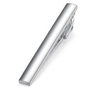 HONEY BEAR Pince à cravate pour homme de taille normale en acier 5 cm/5,4 cm/6 cm - Cadeau de mariage - Argenté brillant 6 cm, 5cm/5.4cm/6cm, Acier inoxydable, Pas de gemme