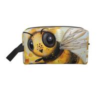 Honey Bee Art Trousse de maquillage avec poignée, rangement compact et léger pour maquillage, articles de toilette et gadgets, organisateur de maquillage pour voyage, école, travail, blanc, Taille