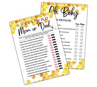 Honey Bee Jeu de 30 jeux double face Devinez qui maman ou papa et Oh Baby True or False Jeu avec 1 carte de réponse, fournitures de décoration de fête (12,7 x 17,8 cm) - Game-I08