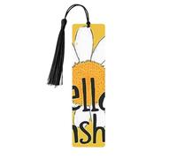 Honey Bee Lot de 5 marque-pages en bois imprimés double face Motif Hello Sunshine Cadeau pour les amateurs de livres Accessoires de carnet d'anniversaire pour homme