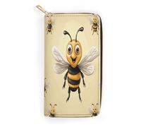 Honey Bee Portefeuille fin en cuir synthétique pour cartes de crédit, espèces, poche pour pièces d'identité, porte-monnaie, porte-monnaie, petite taille avec fermeture éclair, pour homme et femme