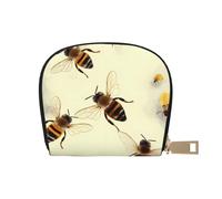 Honey Bee Sac à cartes semi-circulaire en cuir compact et pratique facile à ranger, blanc, Taille unique