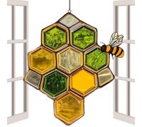 Honey Bee Sun Catcher - Acrylique Bee Home Decor | Matériau acrylique robuste, récepteur solaire, pendentif en nid d'abeille inspiré de la nature pour fenêtre, balcon, intérieur et extérieur