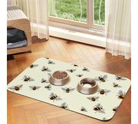 Honey Bee Tapis d'alimentation pour animaux de compagnie avec dessus en polyuréthane absorbant l'eau et base en caoutchouc - Tapis antidérapant pour chien et chat - 30 x 45 cm