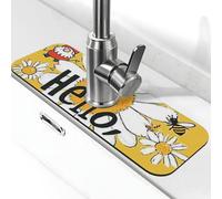 Honey Bee - Tapis de robinet Hello Sunshine pour évier de cuisine, tapis de séchage super absorbant pour évier de cuisine, salle de bain, café, bar, cadeau décoratif (38,1 x 14 cm)