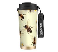 Honey Bee Tasse à café à double paroi en acier inoxydable 316, durable, isolée et élégante, adaptée pour les amateurs de café et de thé